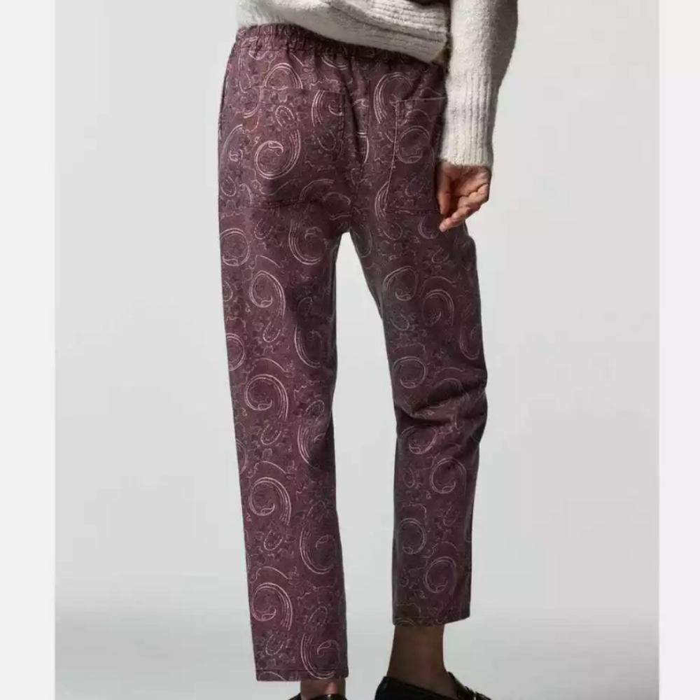 Zara Paisley Print Pants, Straight Leg Drawstring 🌿 - Picture 2 of 15